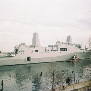 "Stealth" Warship   USS San Antonio from my office