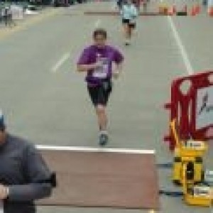 Matt crossing the finish line - White Rock 13.1 marathon 12/