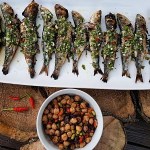 Grilled sardines