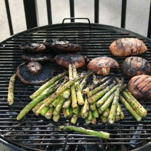 portobello mushrooms and asparagus