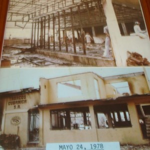 This picture hangs on the wall of the factory.  IN 1978, during the war that overthrew Somosa from power, the Sandanistas burned the Padron factory and their home down to the ground.