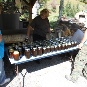 Syrup in the glass cans