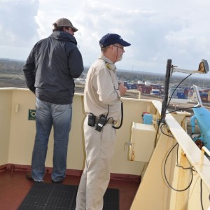 On the bridge wing with the pilot