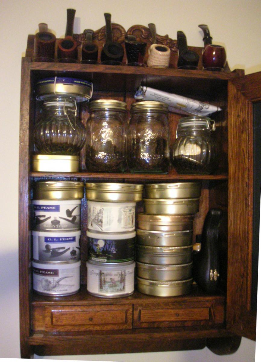 Antique Medicine Cabinet turned Pipe Cabinet
