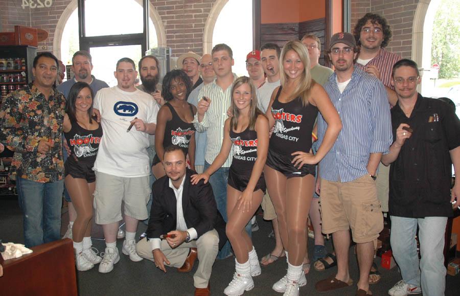 CPer's with Rocky Patel and Hooters girls at the Outlaw