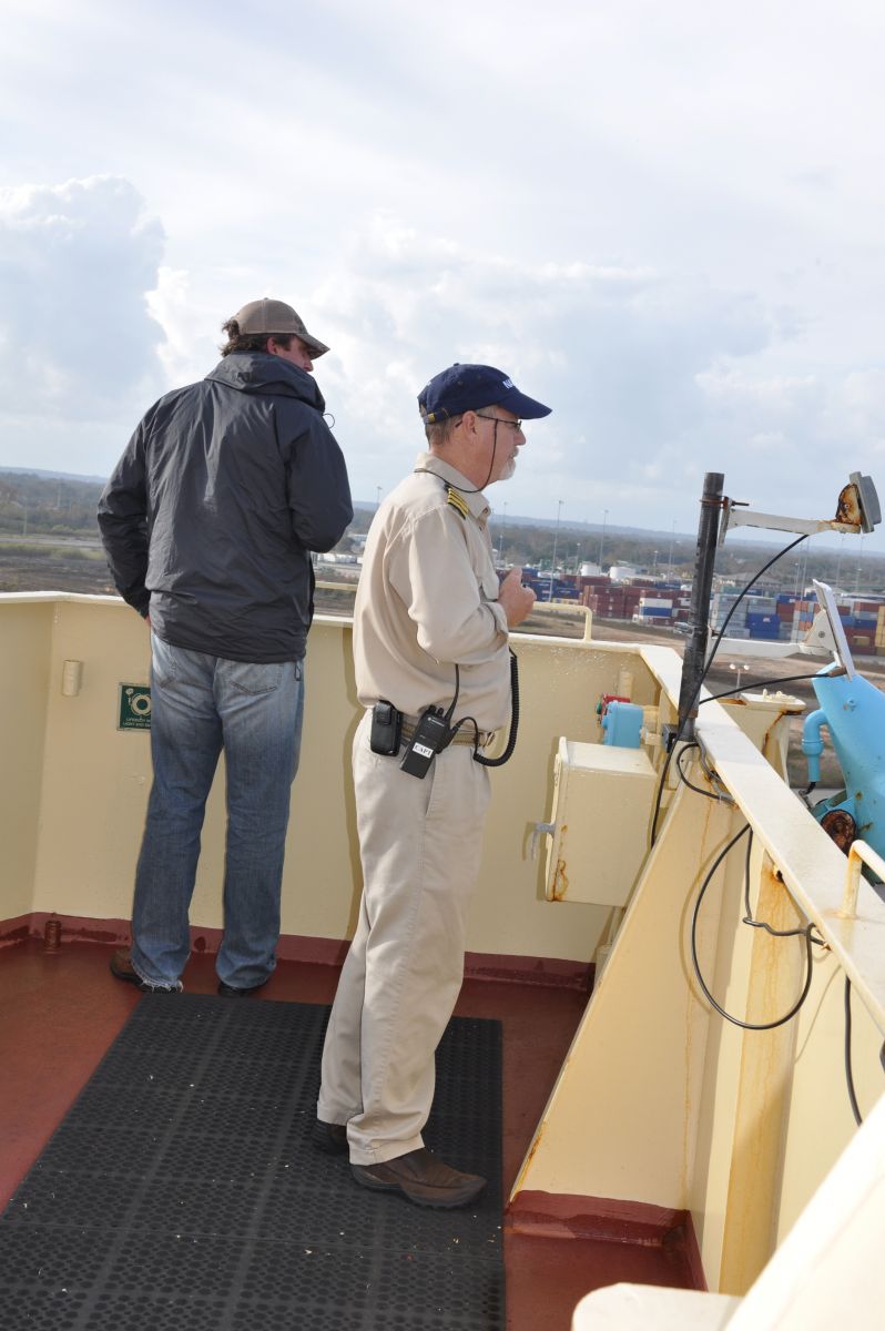 On the bridge wing with the pilot
