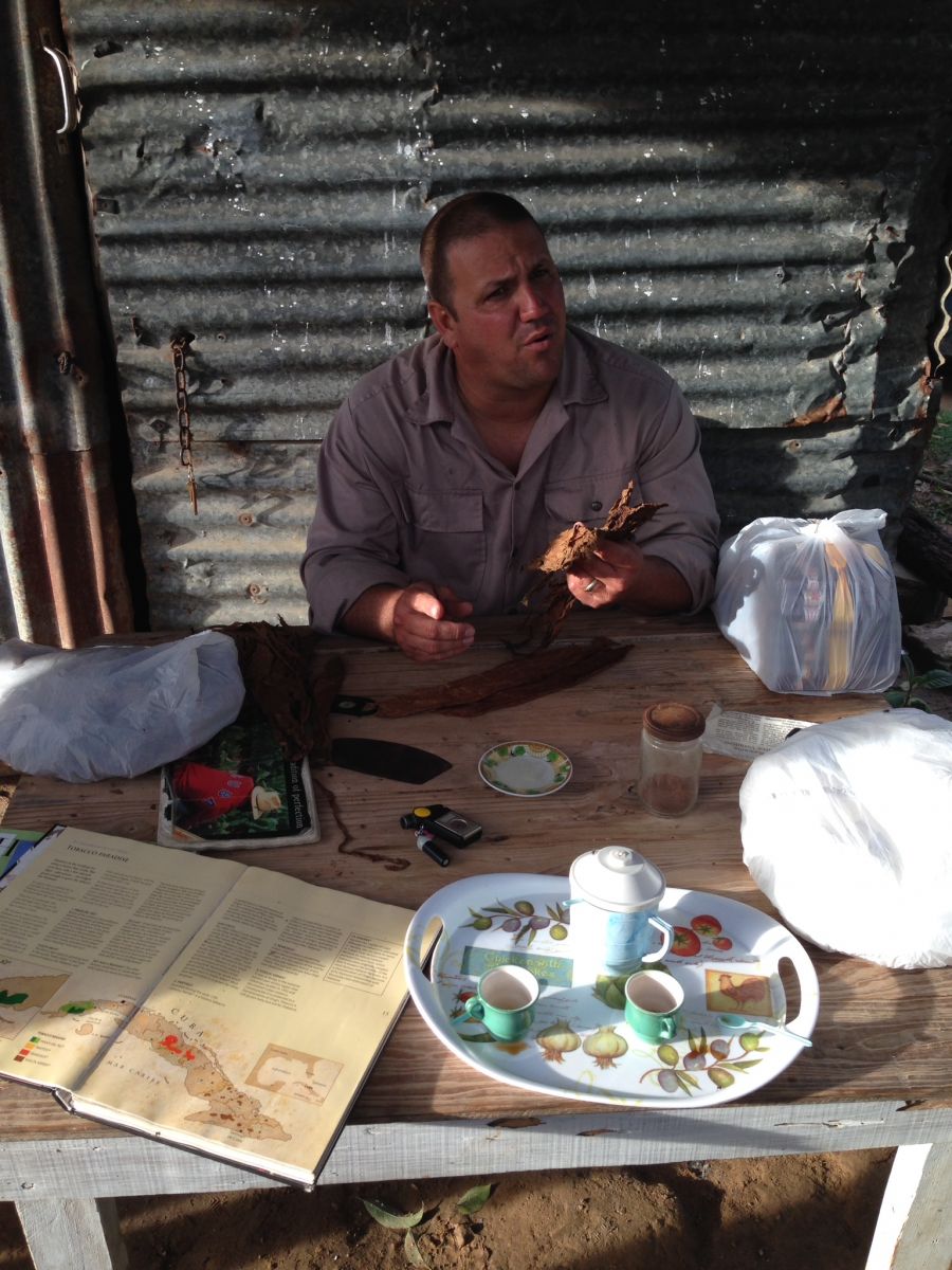 Tobacco farmer of 15 years explaining the uniqueness of tobacco from San Luis